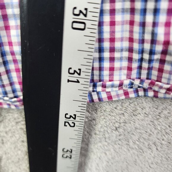 Mens Nordstrom Tech-Smart Red Blue White Check Classic Fit Long sleeve Shirt 19 - Picture 7 of 8